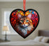 Maine Coon Cat Stained Glass Effect Heart Suncatcher